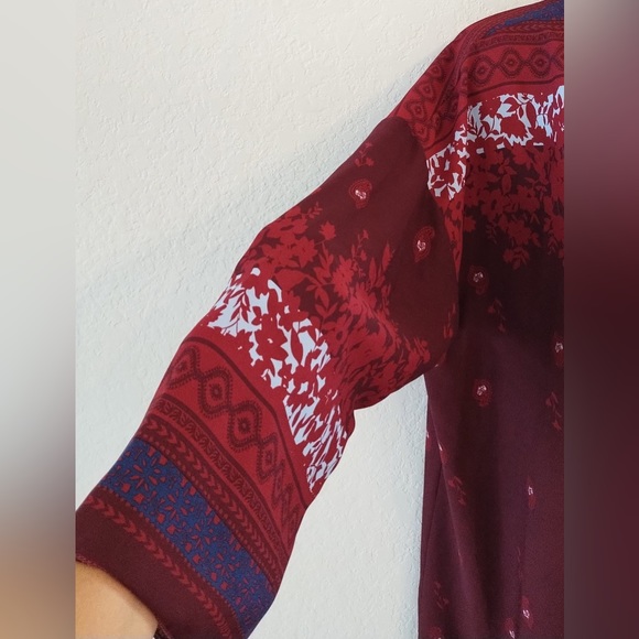 Chelsea and Violet $118 red burgundy long sleeve open front duster M - Picture 3 of 12